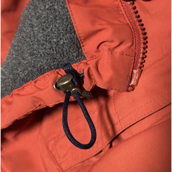 Lands End Orange Jacket Mens Windcheck Hooded Fleece Lined Large 42-44 EUC - Picture 10 of 13